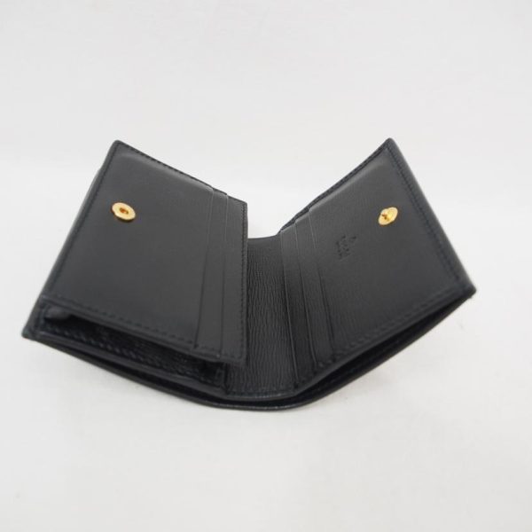 11544 3 Gucci Interlocking G Leather Folding Wallet Black