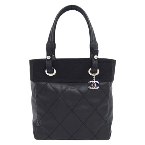 11634 1 Chanel Paris Biarritz PM Tote Bag Black