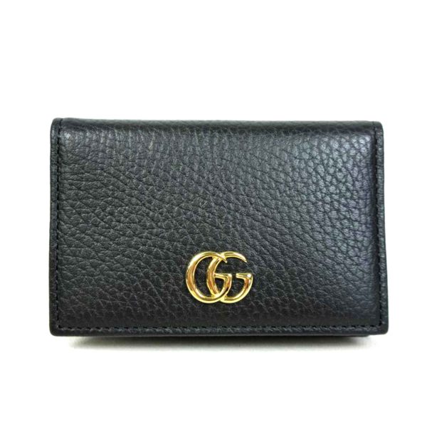 11637 1 Gucci GG Marmont Leather Card Case Black