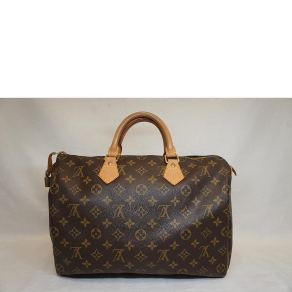 11713 2 Louis Vuitton Speedy 35 Monogram Handbag Brown