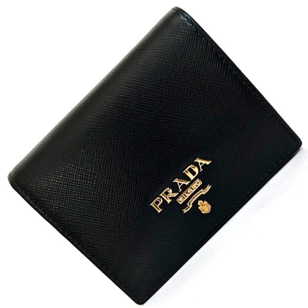 1173 1 PRADA Bifold Wallet Saffiano Leather Black