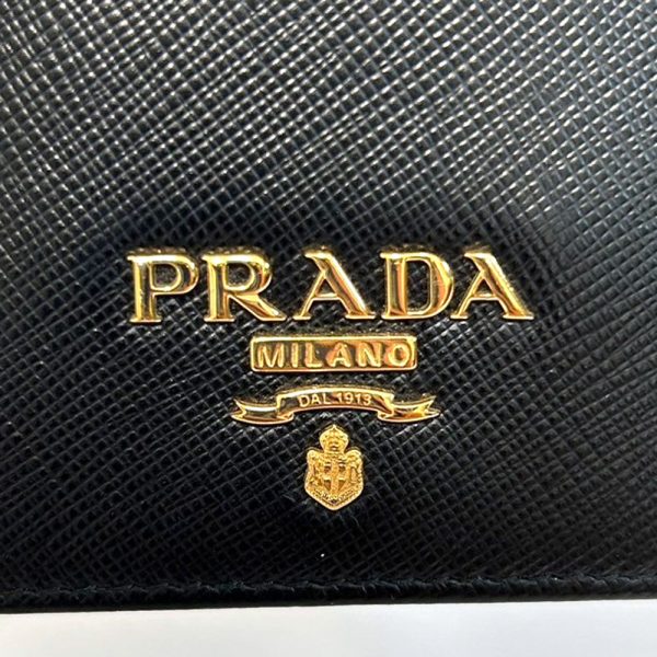 1173 9 PRADA Bifold Wallet Saffiano Leather Black