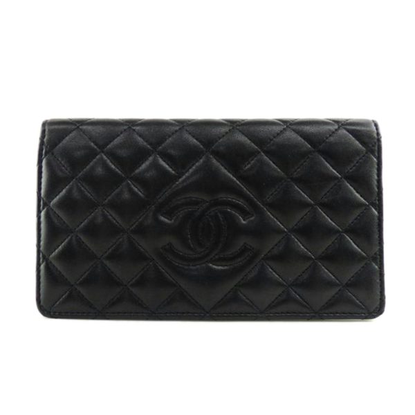 11896 1 Chanel Lambskin Fold Wallet Black