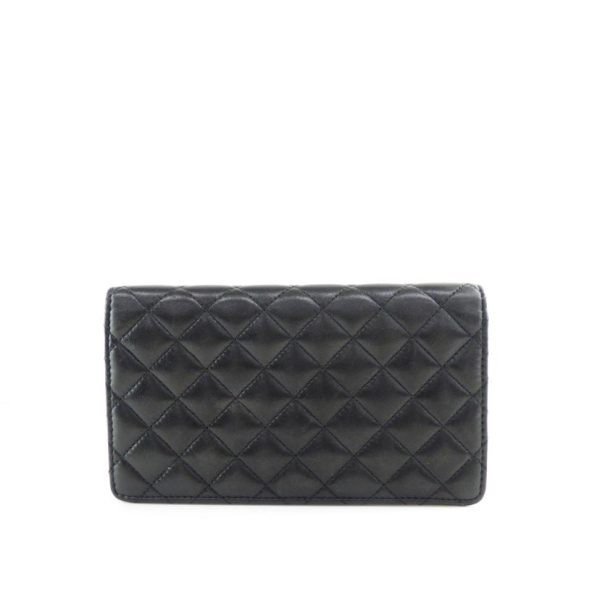 11896 2 Chanel Lambskin Fold Wallet Black