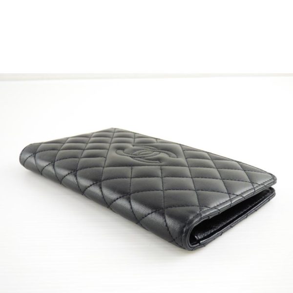 11896 3 Chanel Lambskin Fold Wallet Black