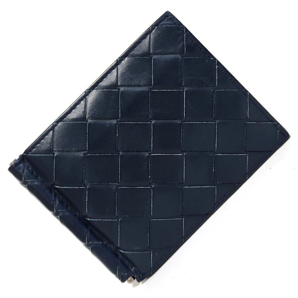 1195 1 BOTTEGA VENETA Intrecciato Money Clip Leather Navy