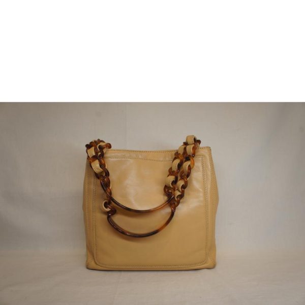 12040 2 Chanel Lambskin Coco Mark Chain Tote Bag Beige