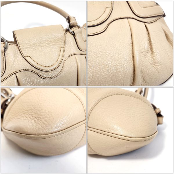 1205 4 Ferragamo Gancini Handbag Leather Ivory