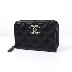 120639 Louis Vuitton Monogram Embossed Wallet Bifold Round Zipper Black