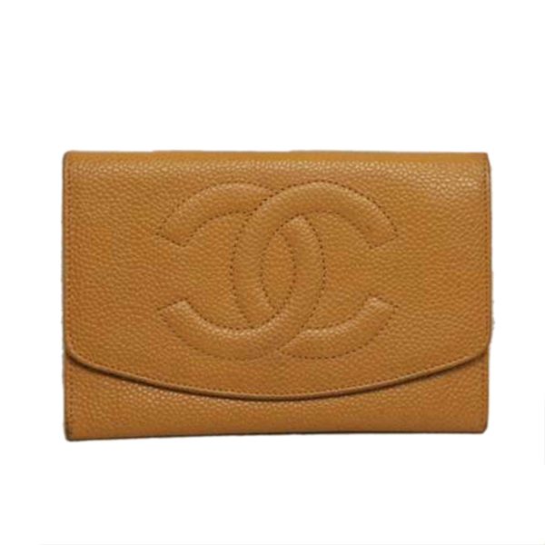 12064 1 Chanel Caviar Skin Wallet Beige