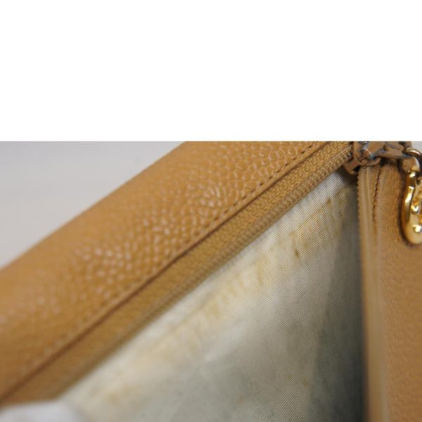 12064 13 Chanel Caviar Skin Wallet Beige