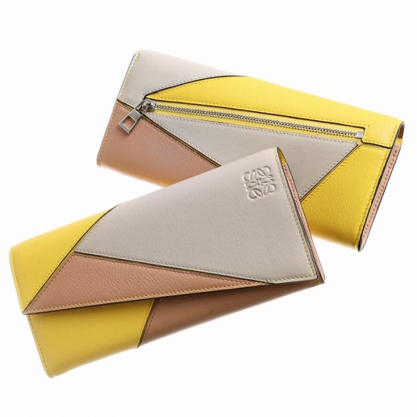 12130t8000248232 LOEWE Puzzle Bifold Long Wallet Yellow Pink