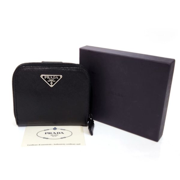 1215 10 PRADA Bifold Wallet Saffiano Leather Black