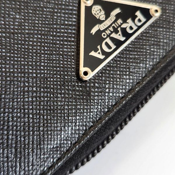 1215 7 PRADA Bifold Wallet Saffiano Leather Black