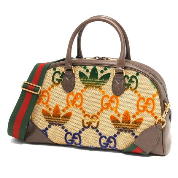 121946 958 Gucci Boston Bag GG x Adidas Beige Brown Green Red