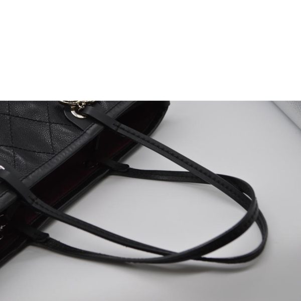 12222 4 Chanel Caviar Skin On The Road Leather Tote Bag Black