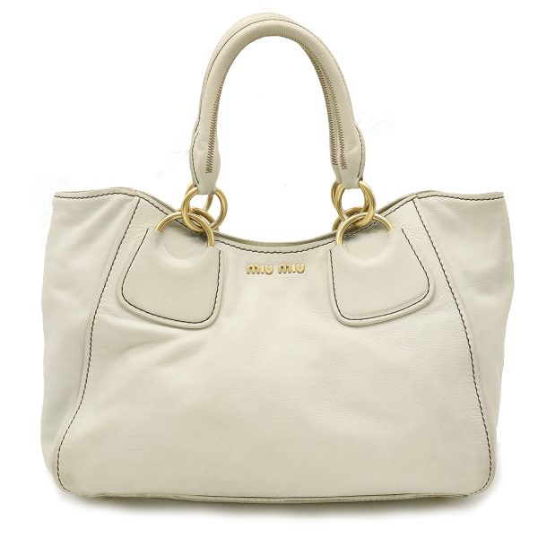 12350251 1 Miu Miu Tote Handbag Leather White Gold Hardware