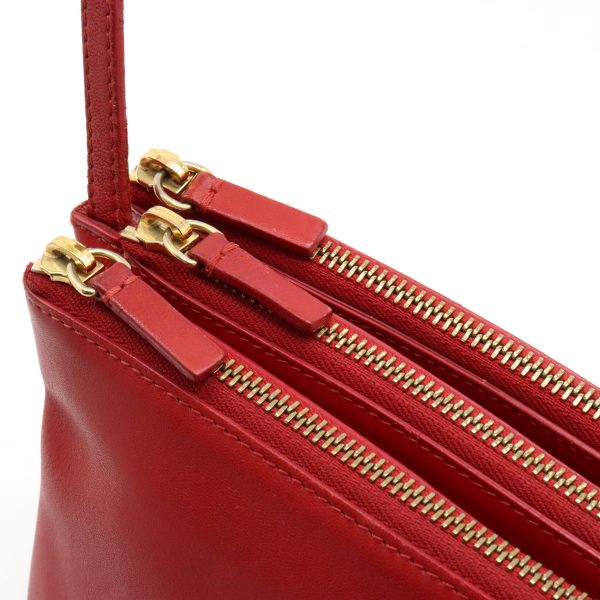 12360201 6 Celine Trio Large Lambskin Crossbody Bag Red