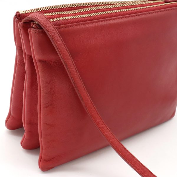 12360201 7 Celine Trio Large Lambskin Crossbody Bag Red