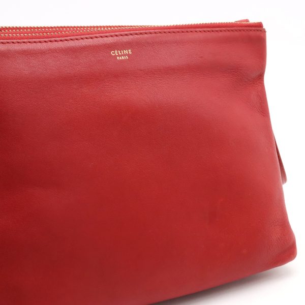 12360201 8 Celine Trio Large Lambskin Crossbody Bag Red