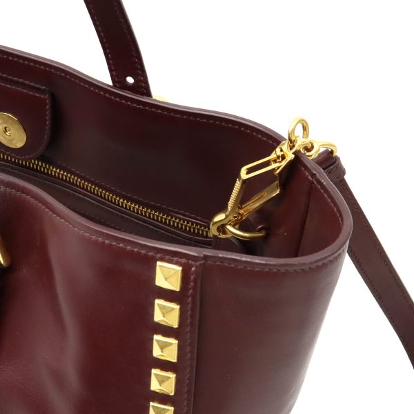 12360929 6 Miu Miu Studded Tote Bag Leather Granato Bordeaux