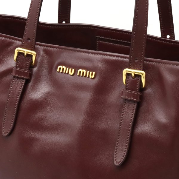 12360929 7 Miu Miu Studded Tote Bag Leather Granato Bordeaux