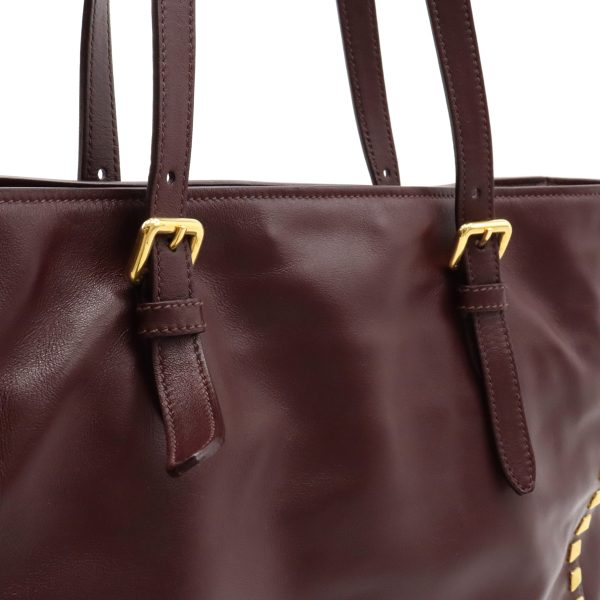 12360929 8 Miu Miu Studded Tote Bag Leather Granato Bordeaux