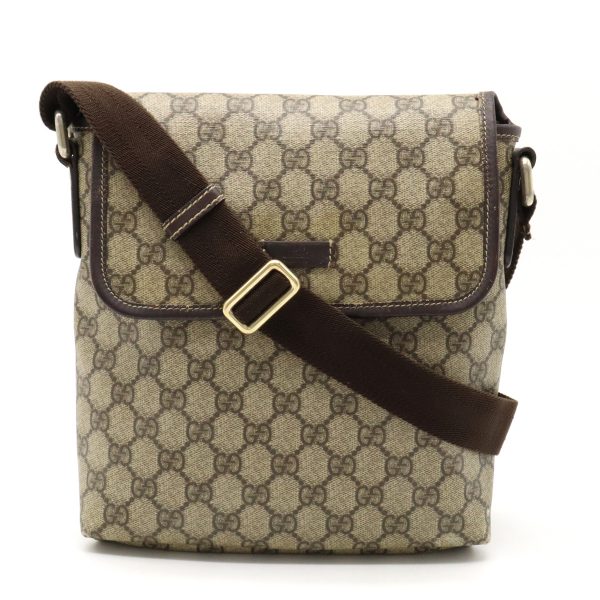 12360976 1 Gucci GG Supreme Crossbody Bag PVC Leather Khaki Brown