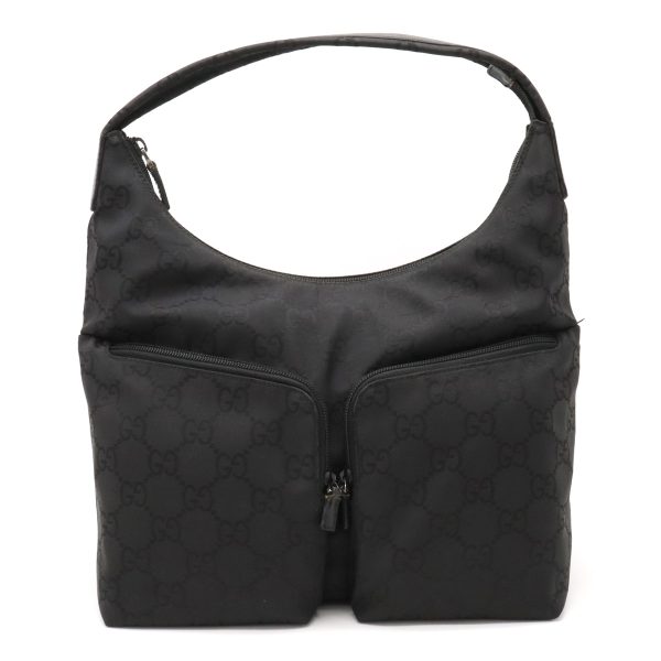 12361056 1 Gucci GG Nylon One Shoulder Bag Leather Black