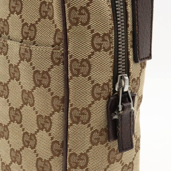 12370499 6 Gucci GG Canvas Shoulder Bag Leather Khaki Brown