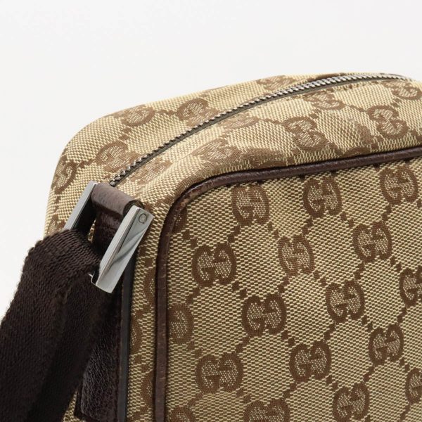 12370499 7 Gucci GG Canvas Shoulder Bag Leather Khaki Brown