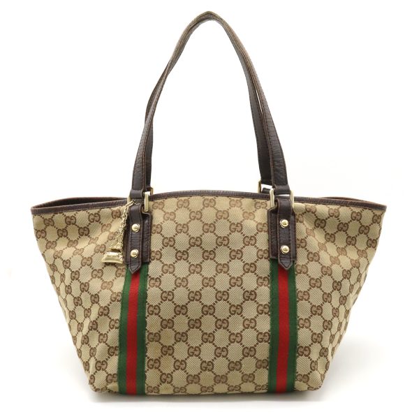 12370611 1 Gucci Gg Canvas Sherry Tote Bag Khaki