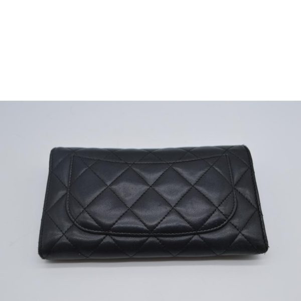 12376 2 Chanel Matra Sera Lambskin Coco Mark Leather Long Wallet Black