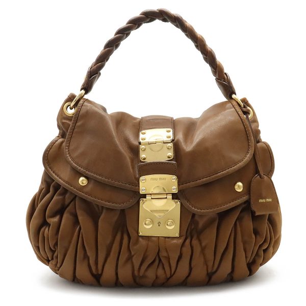 12380505 1 Miu Miu Gathered One Shoulder Bag Leather Brown