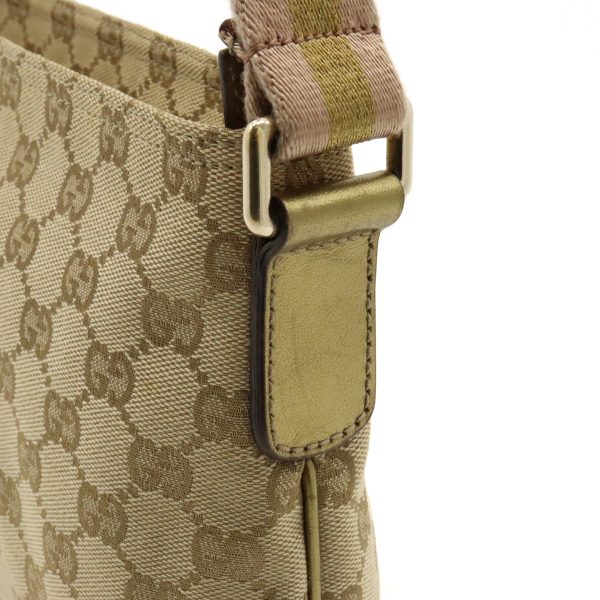 12390737 8 Gucci GG Canvas Pochette Crossbody Metallic Leather Beige Pink Gold