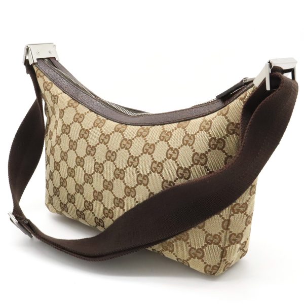 12390738 2 Gucci GG Canvas Shoulder Bag Leather Khaki Brown