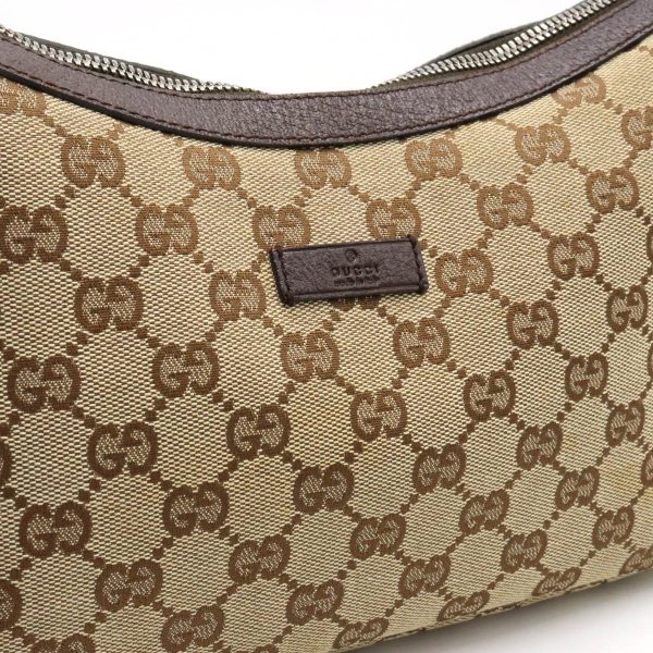 12390738 9 Gucci GG Canvas Shoulder Bag Leather Khaki Brown