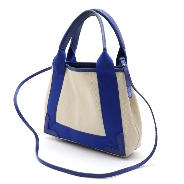 12390805 2 Balenciaga Navy Cabas XS Canvas Logo Tote Bag Ivory Blue