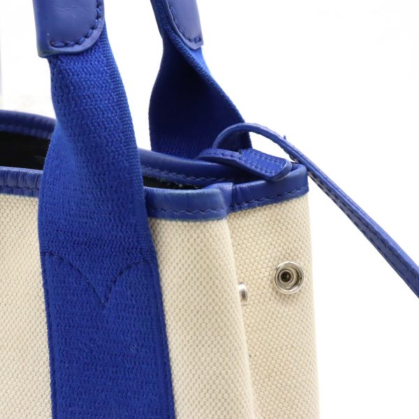 12390805 6 Balenciaga Navy Cabas XS Canvas Logo Tote Bag Ivory Blue