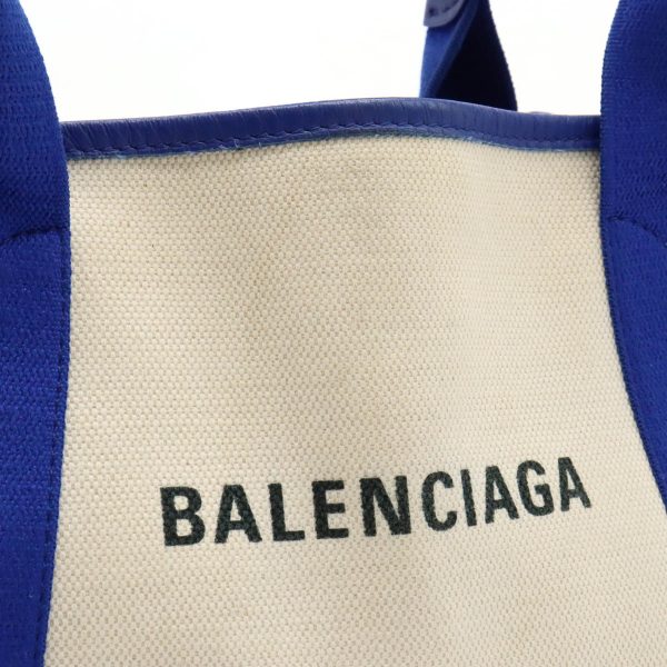 12390805 8 Balenciaga Navy Cabas XS Canvas Logo Tote Bag Ivory Blue