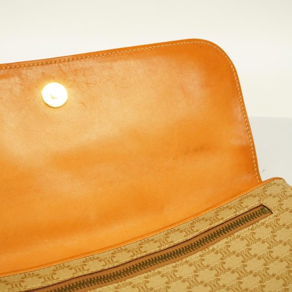 1240001039649 8 Celine Clutch Macadam PVC Leather Light Brown Gold