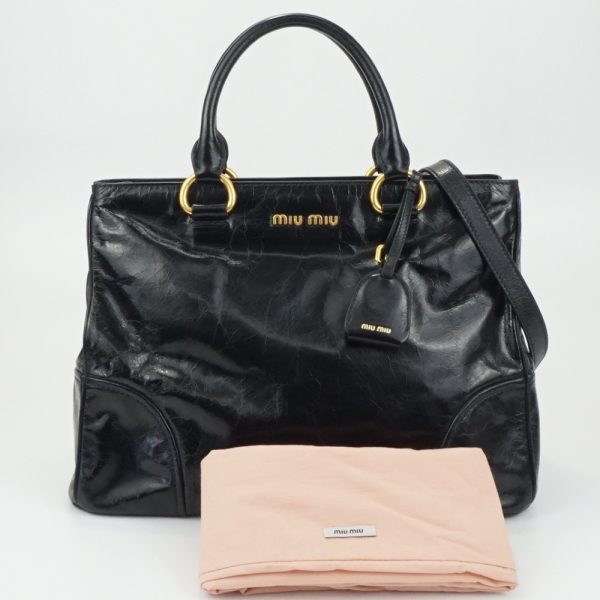 1240002036248 8 MIU MIU Handbag Black Gold Hardware Shoulder Bag