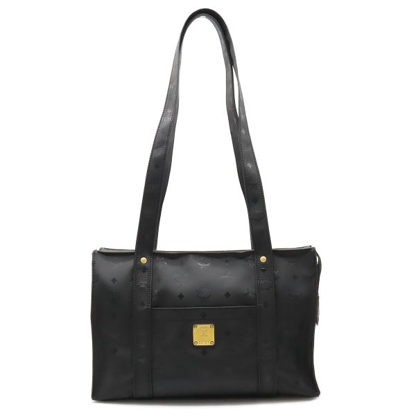 12400135 1 MCM logogram tote bag shoulder bag PVC black gold hardware