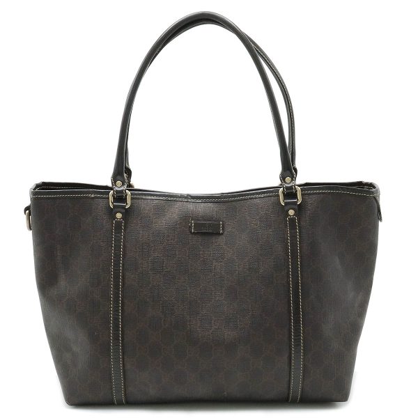 12400185 1 Gucci GG Supreme Tote Bag PVC Leather Dark Brown