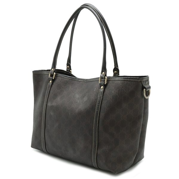 12400185 2 Gucci GG Supreme Tote Bag PVC Leather Dark Brown