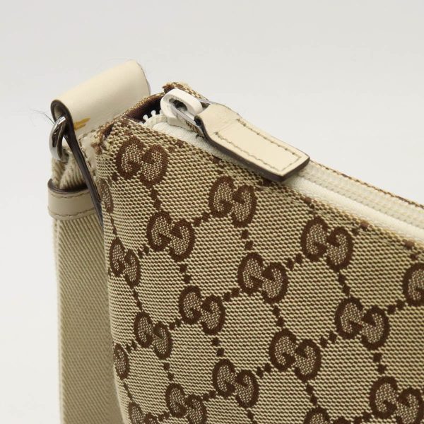 12400204 7 Gucci GG Canvas Crossbody Bag Leather Khaki Beige