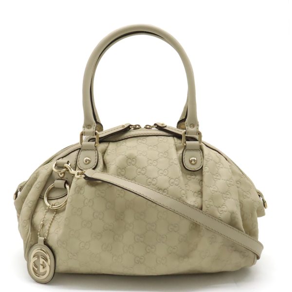 12400572 1 Gucci Sookie Guccisima Handbag Leather Beige