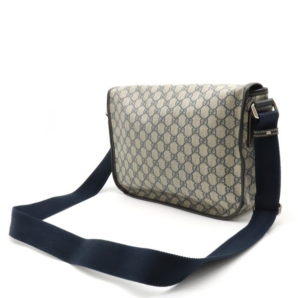 12400594 2 Gucci GG Supreme Shoulder Bag PVC Leather Beige Navy