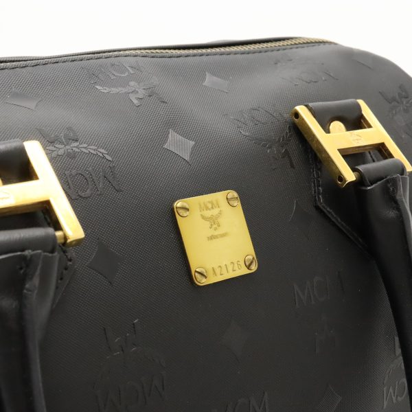 12400897 8 MCM Logo Gram Handbag Mini Boston Bag PVC Leather Black