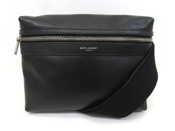 1240102007 Saint Laurent Leather Pouch Bag Black